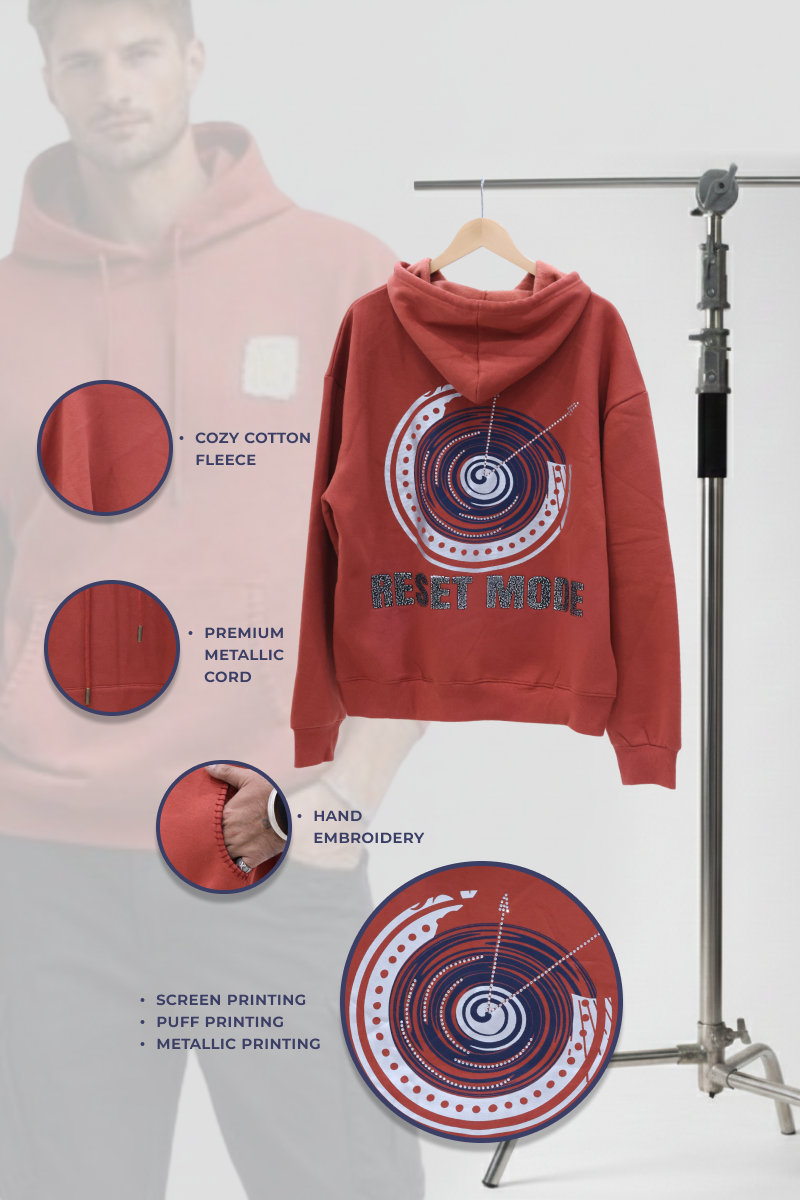 Reset 2027 Handcrafted Hoodie Rusty Red - Men