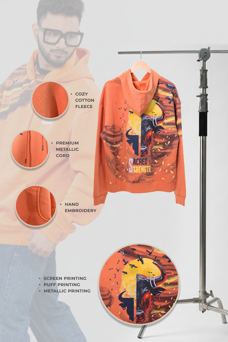 Saahas Handcrafted Hoodie Orange Melon - Men