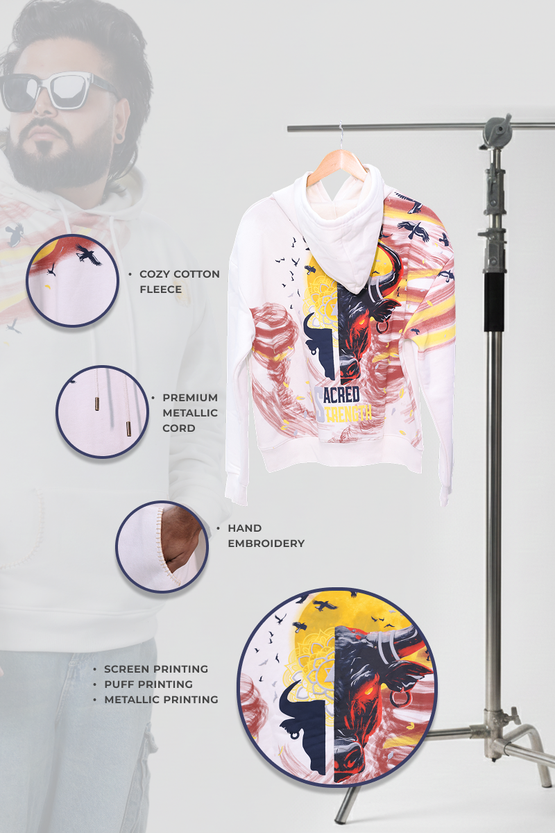 Saahas Handcrafted Hoodie White - Men