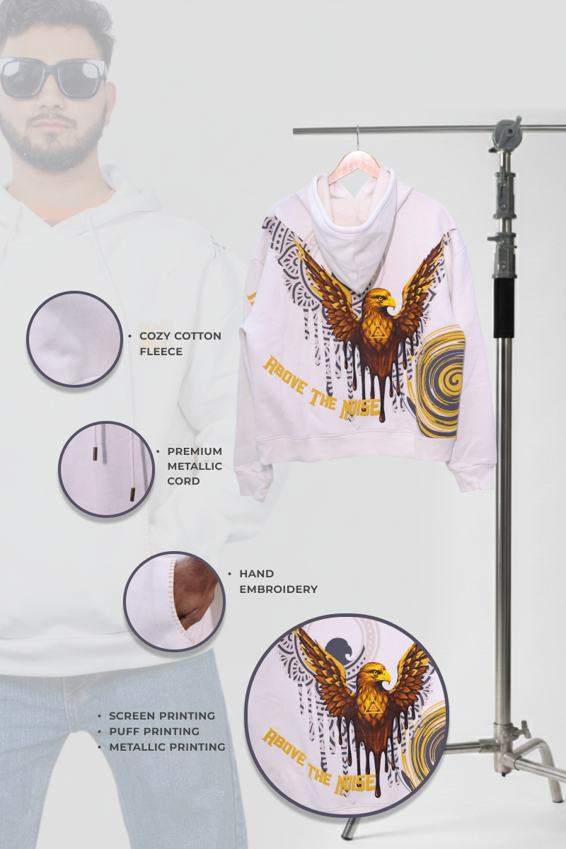 Shaurya Handcrafted Hoodie White-Men