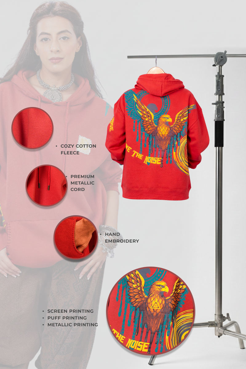 Shaurya Handcrafted Hoodie Rusty Red-Women