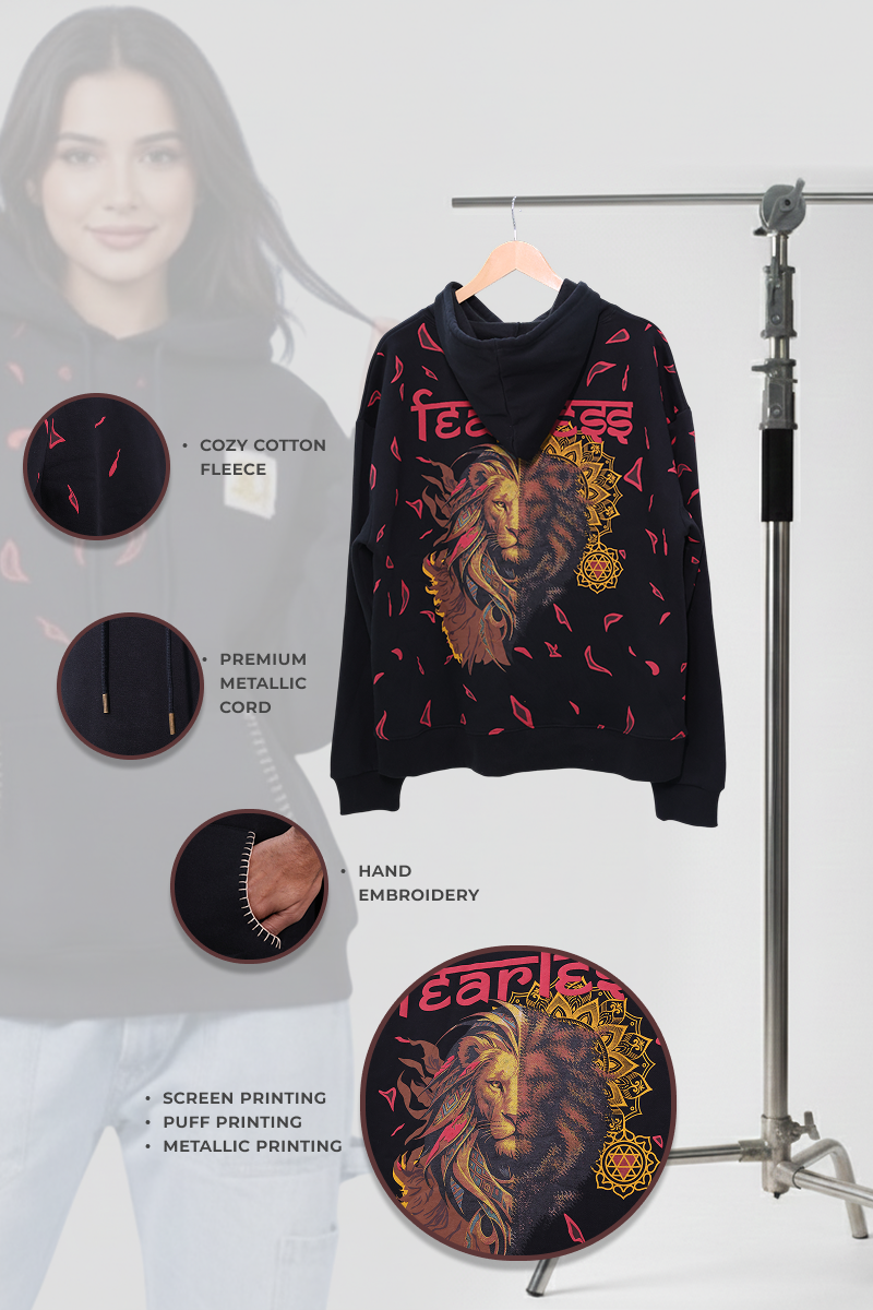 Tejas Handcrafted Hoodie Black-Women