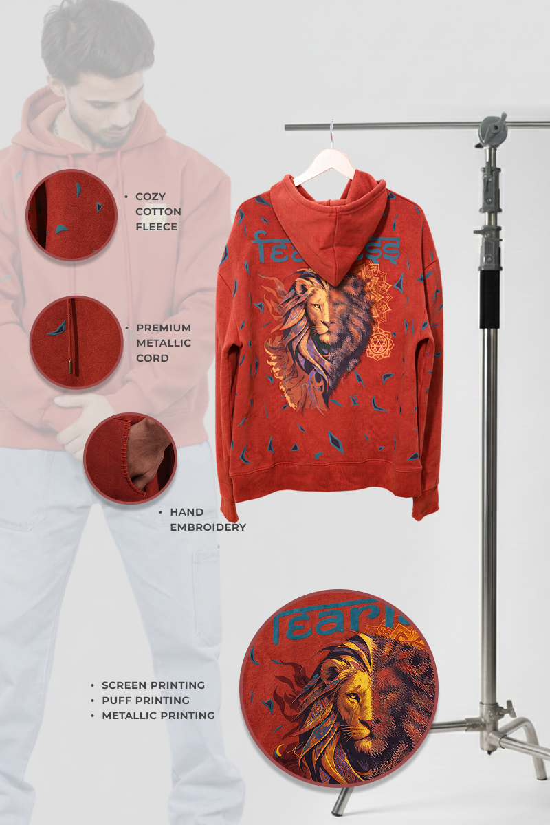 Tejas Handcrafted Hoodie Rusty Red-Men