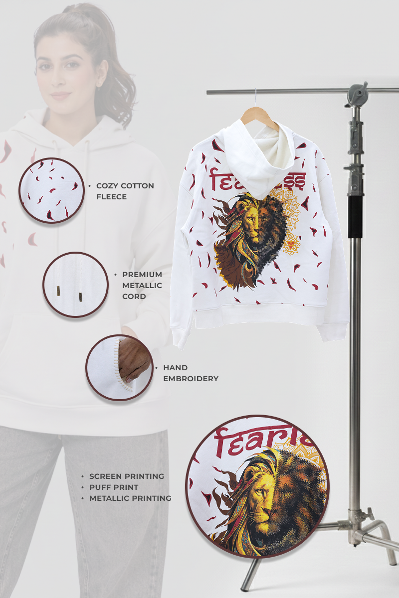 Tejas Handcrafted Hoodie White-Women
