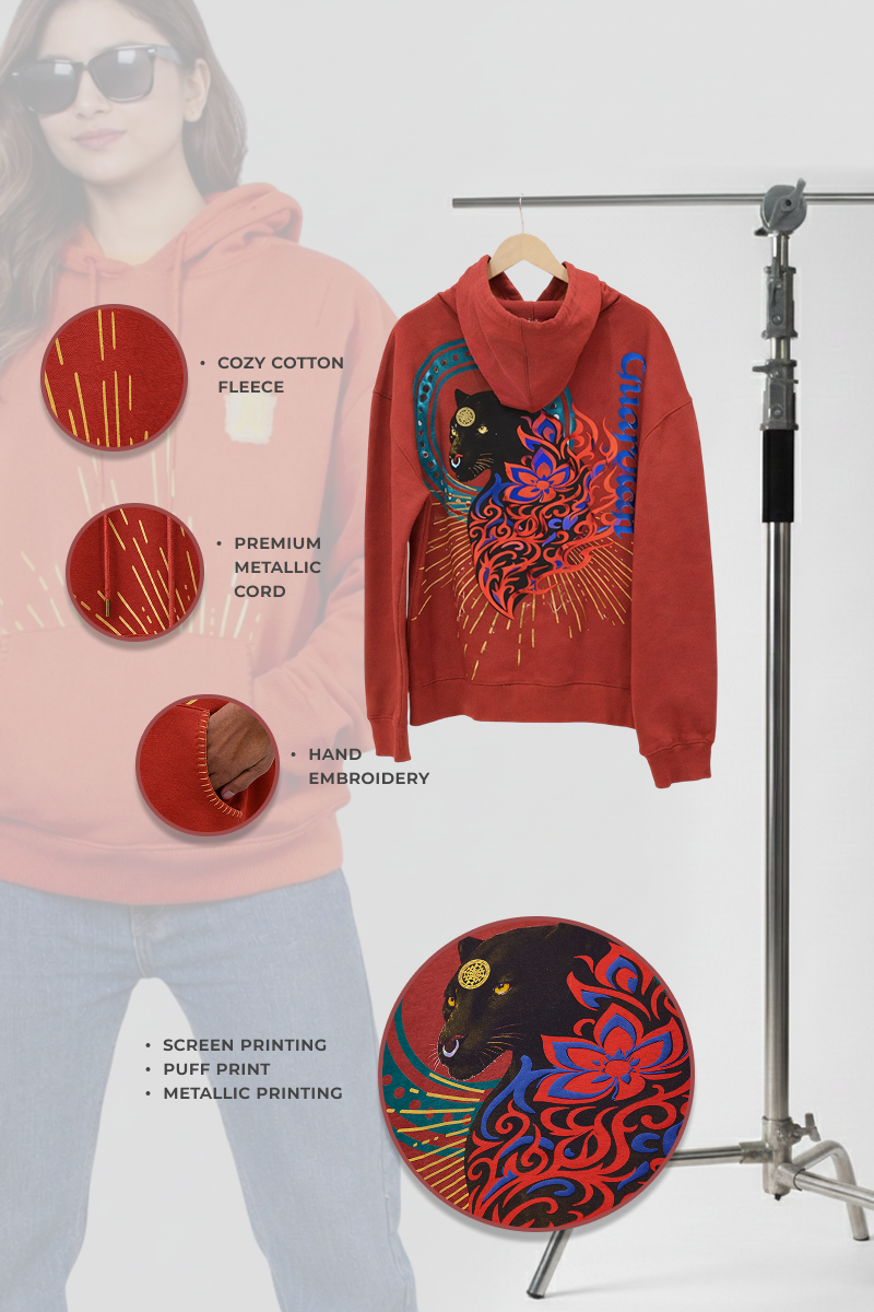 Veerya  Handcrafted Hoodie Rust-Women