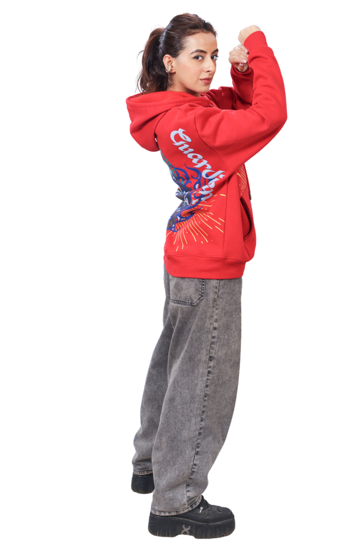 Veerya Handcrafted Hoodie Red-Women