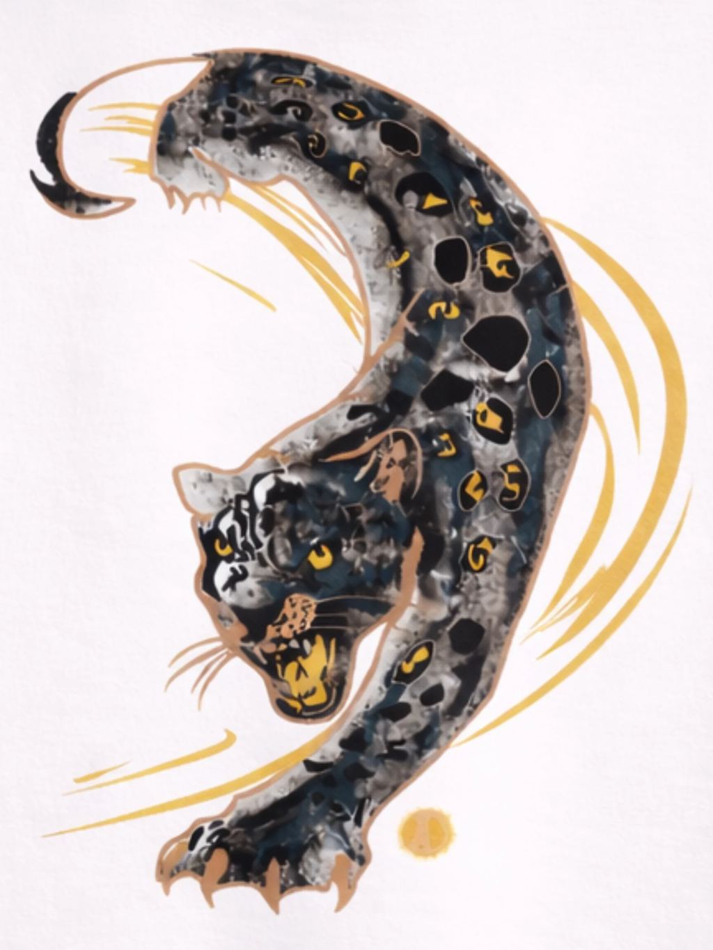 Midnight Panther White Oversized Tee - Women