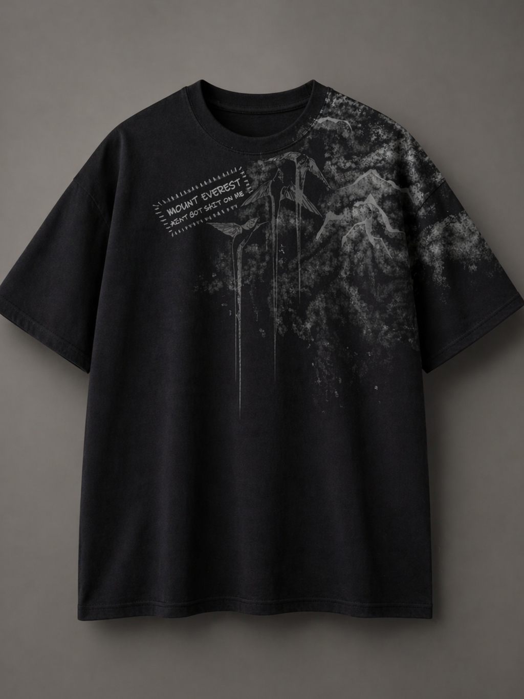 Mount Everest Oversized Black Tee - MEN
