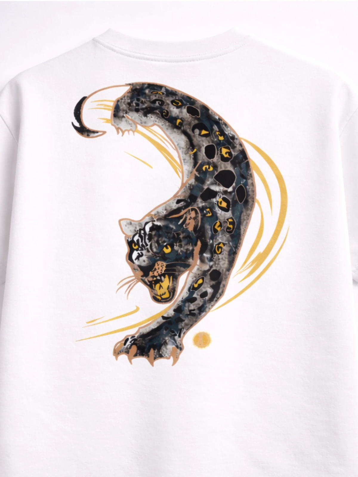 Midnight Panther White Oversized Tee - Men
