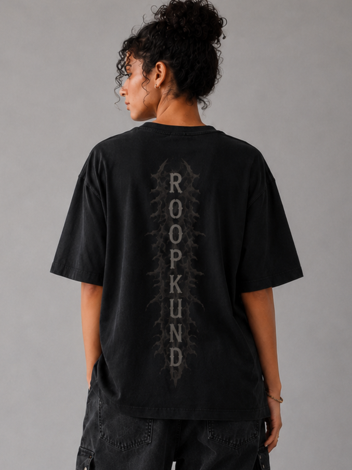 Roopkund Skull Black Oversized Tee - Women