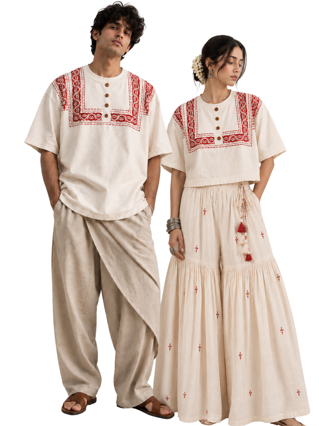 Karigari Oversized Tee+CropTop-Couple Combo