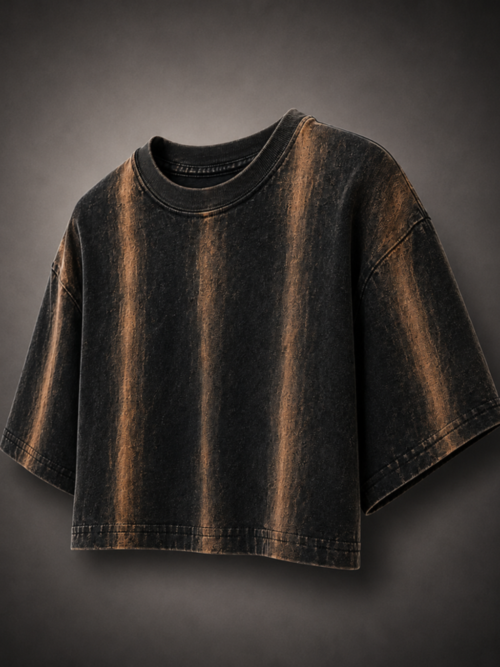 Rust Streaked Oversized Crop Top - Women black