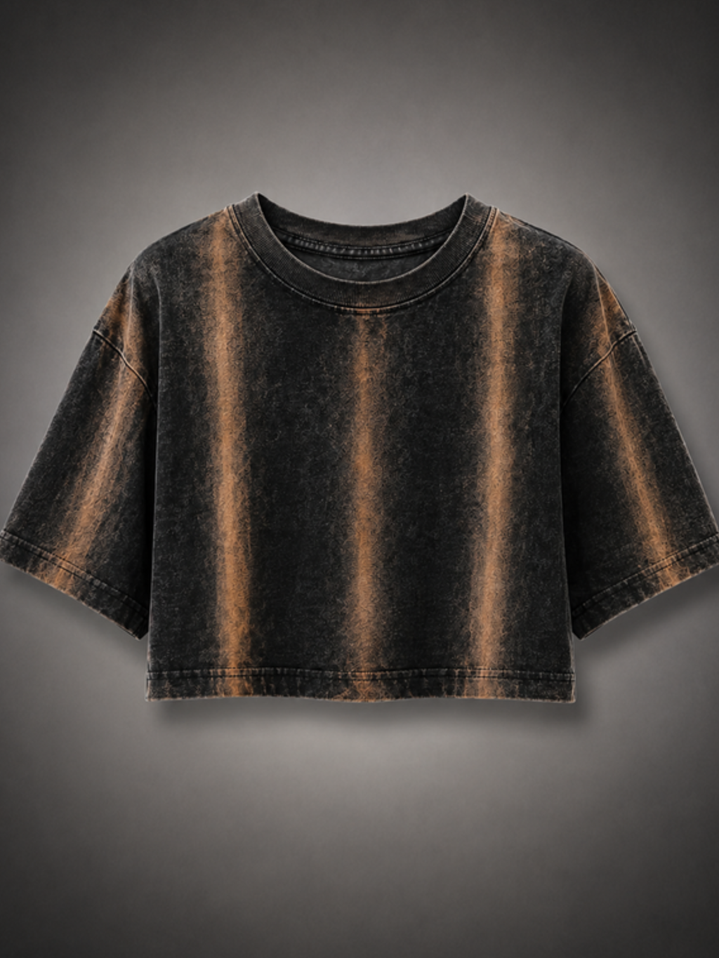 Rust Streaked Oversized Crop Top - Women black