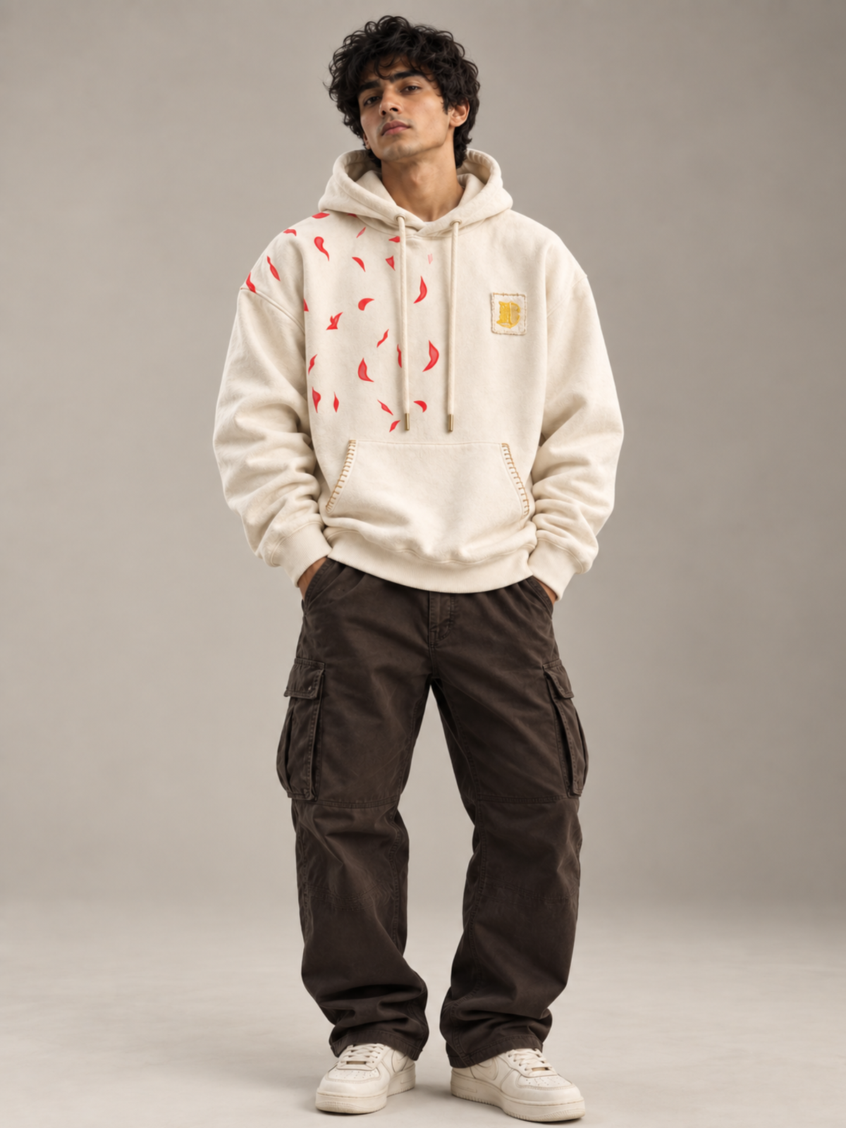 Tejas Handcrafted Hoodie White-Men