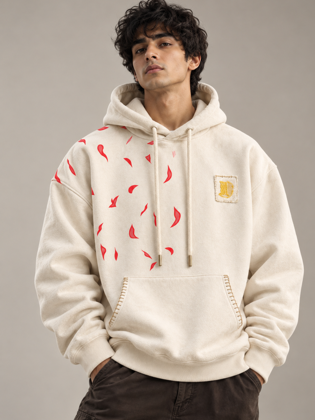 Tejas Handcrafted Hoodie White-Men