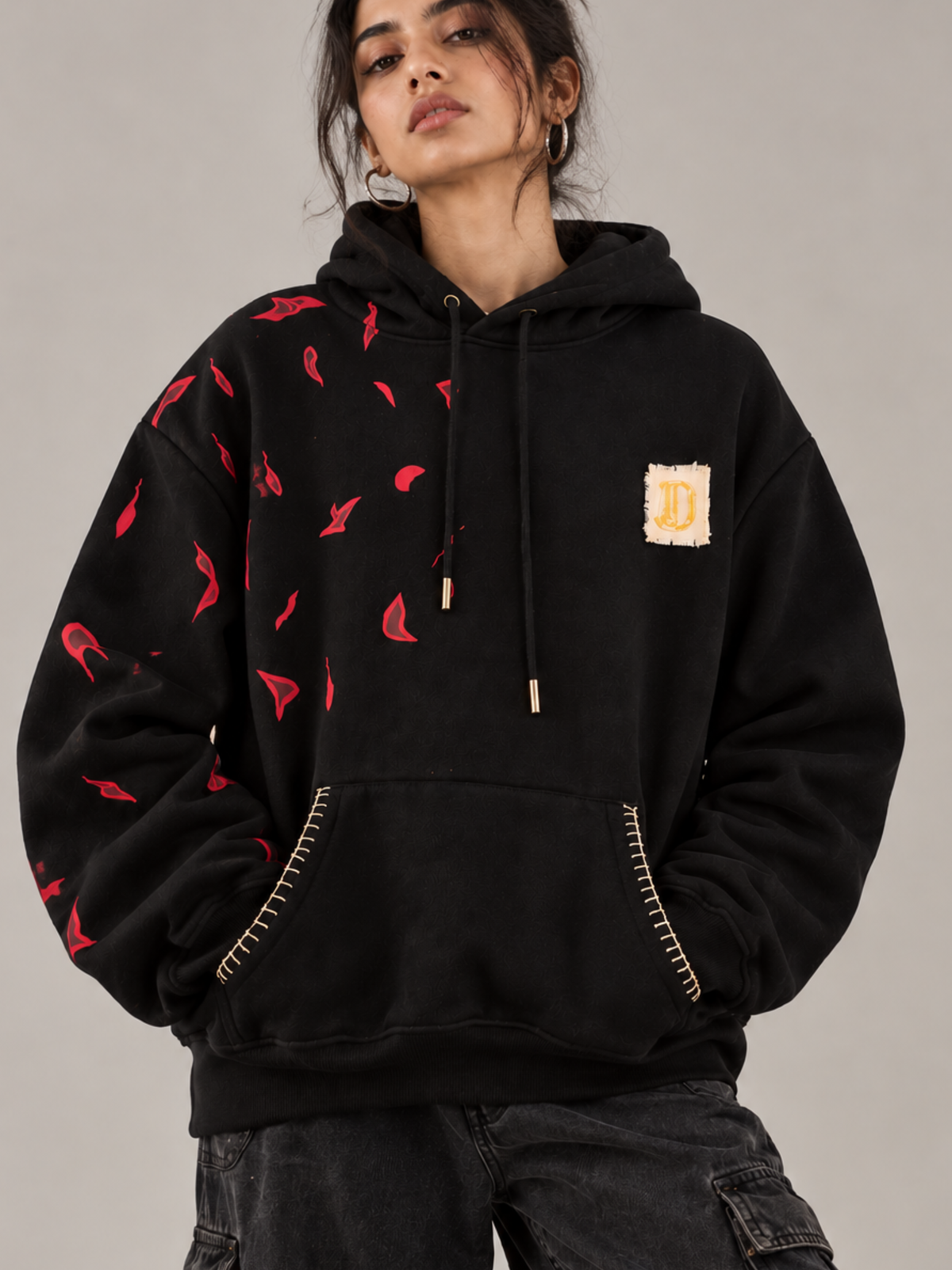 Tejas Handcrafted Hoodie Black-Women