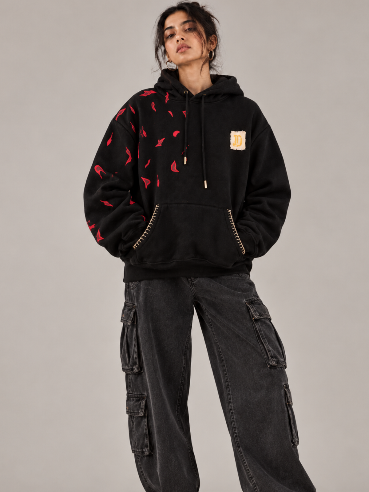 Tejas Handcrafted Hoodie Black-Women