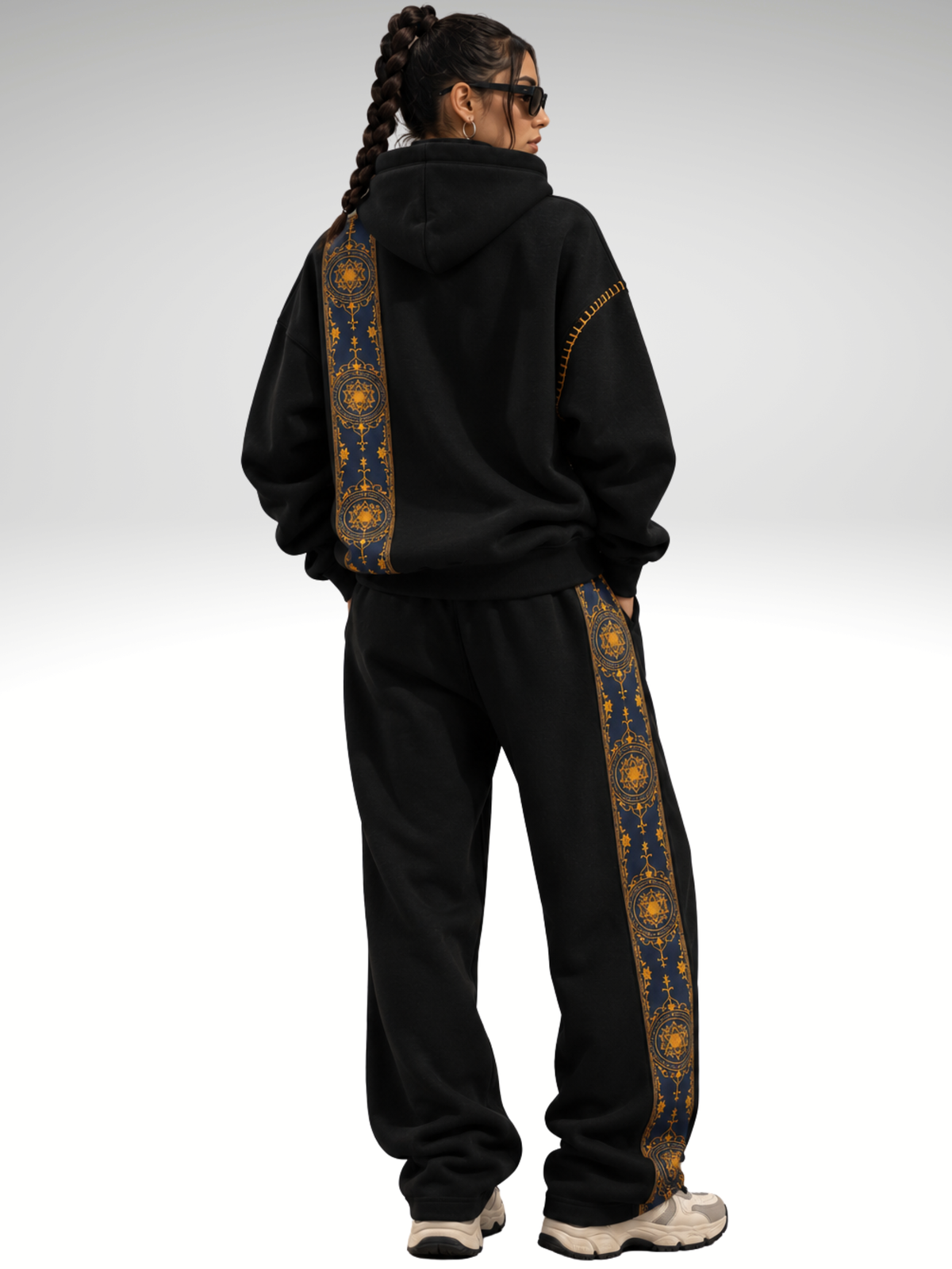 Cosmic Hoodie-Flared Stylised Black Coordset - Women