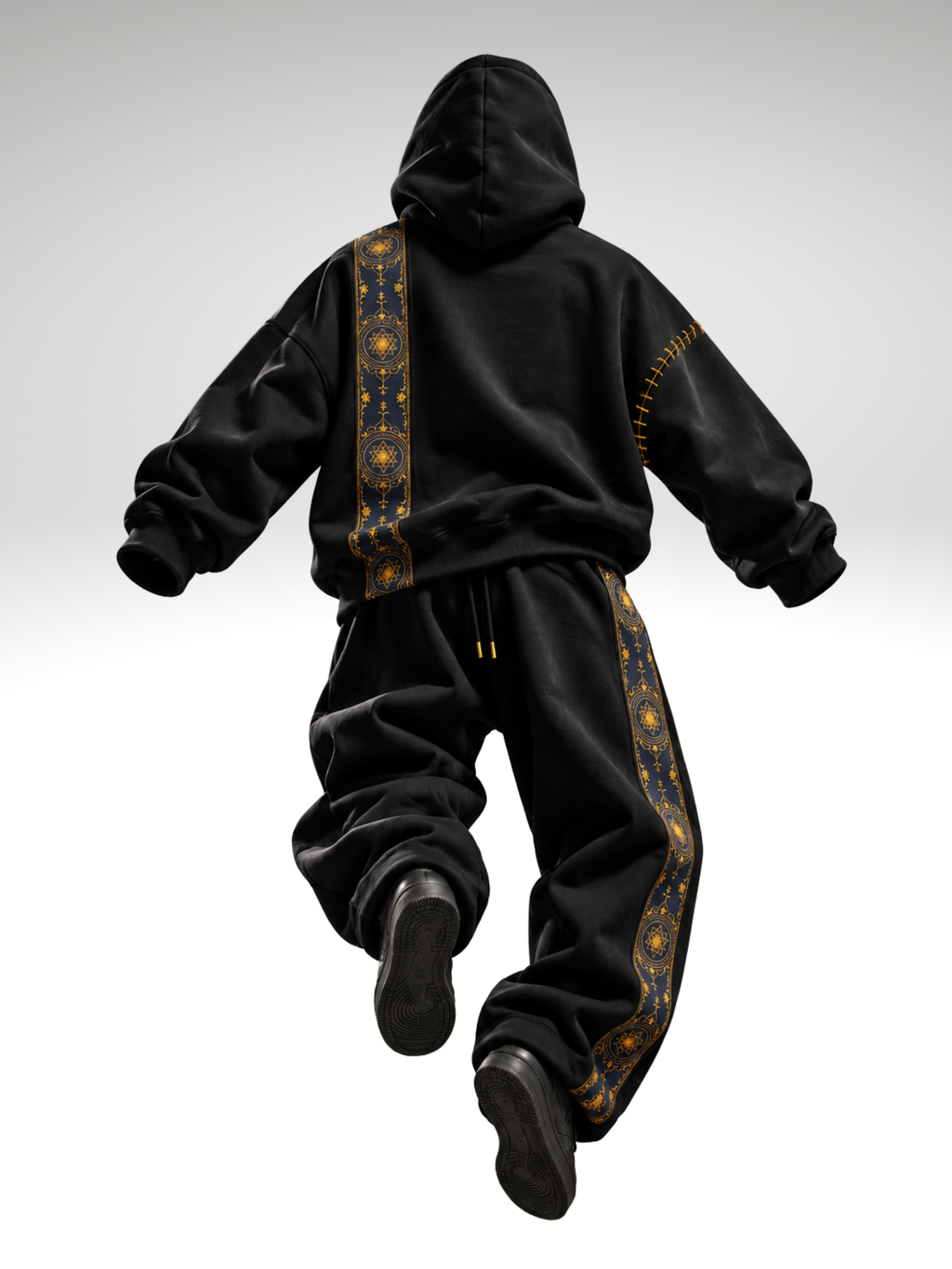 Cosmic Hoodie-Flared Stylised Black Coordset - Women
