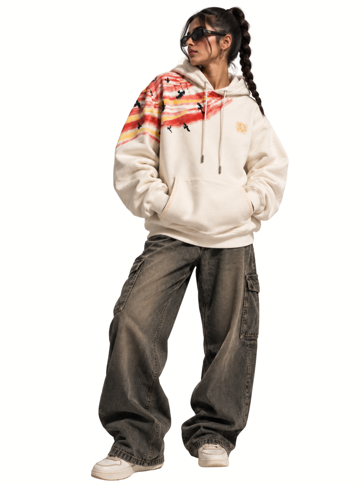 Saahas Handcrafted Hoodie White - Women