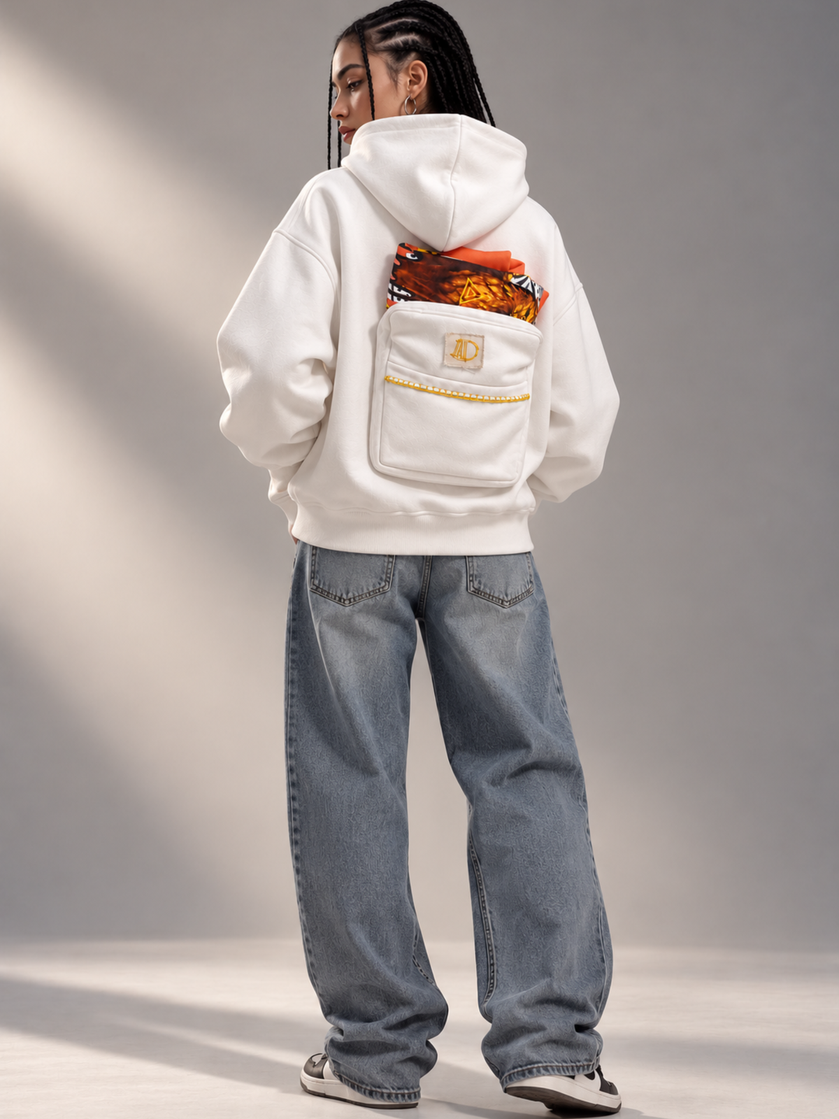 Safarnama Travel Uni BagPack White hoodie - Women