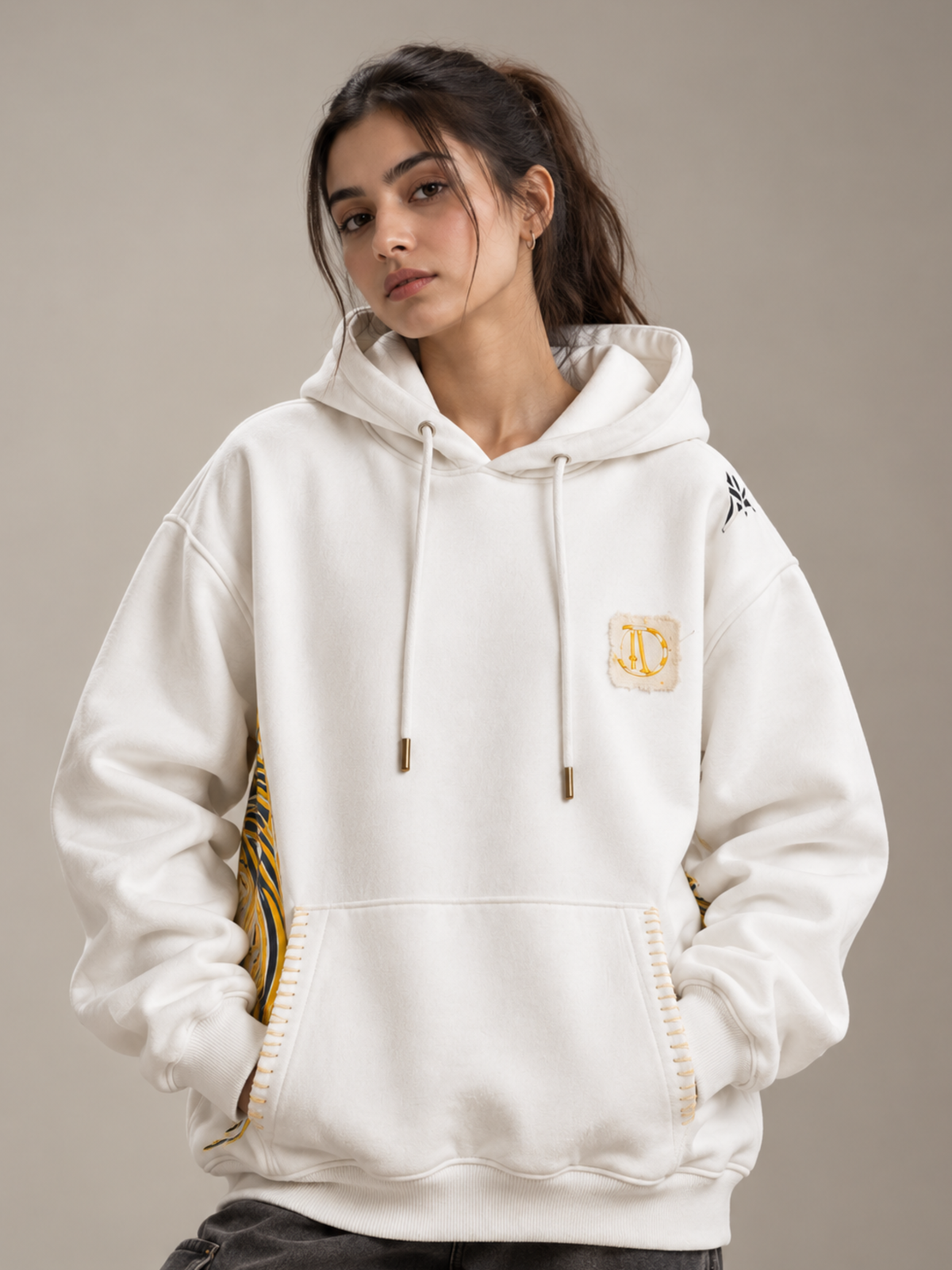 Shaurya Handcrafted Hoodie White-Women