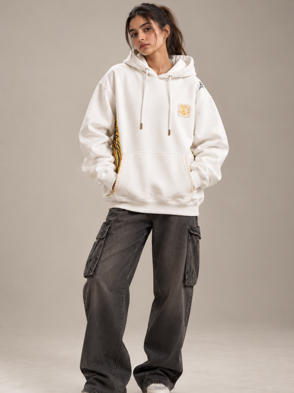 Shaurya Handcrafted Hoodie White-Women