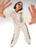 Cosmic Hoodie-Flared  Stylised White Coordset - Women