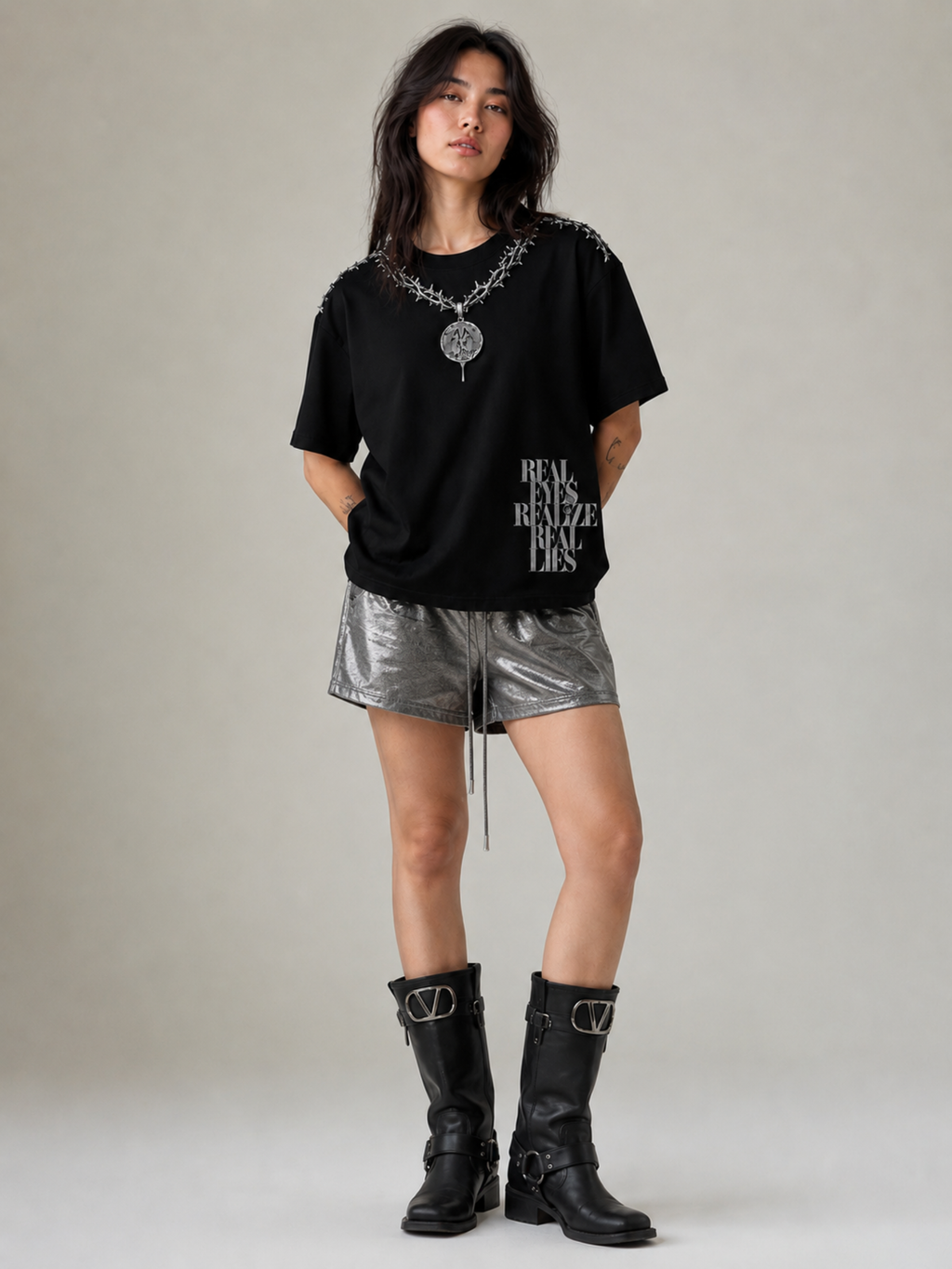 Real Lies Oversized Tee Black - Women