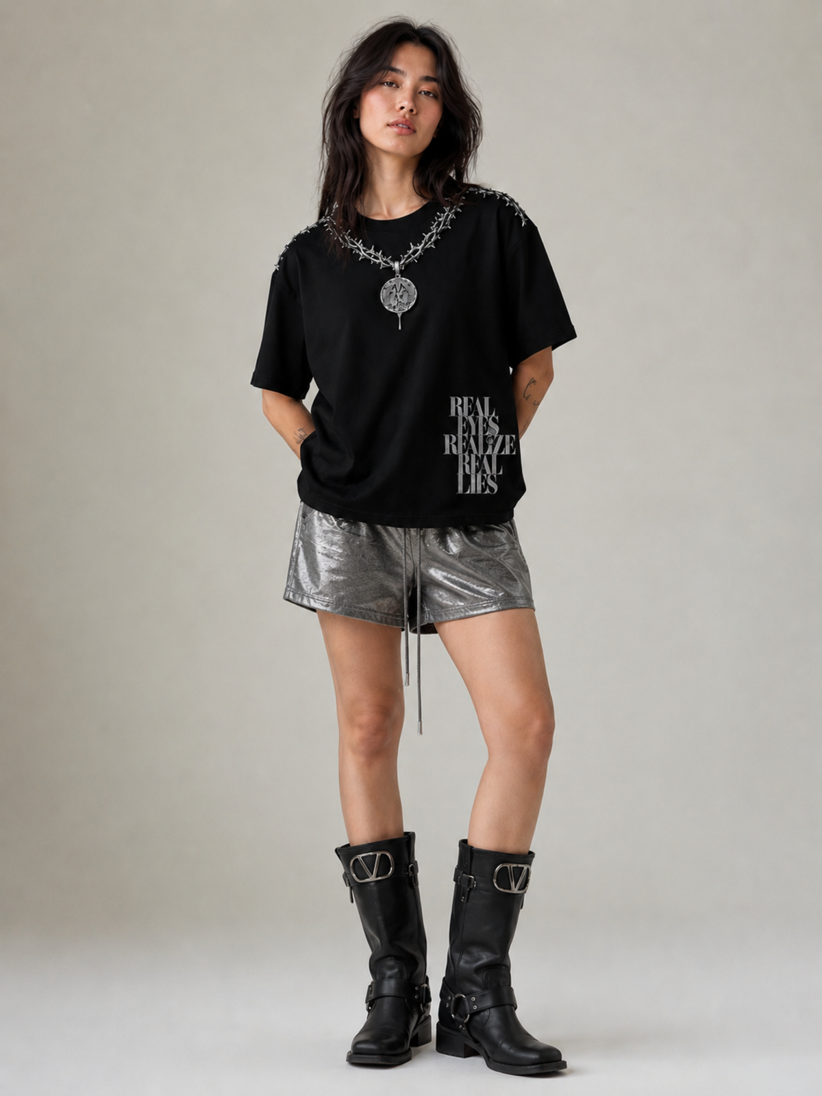 Real Lies Oversized Tee Black - Women