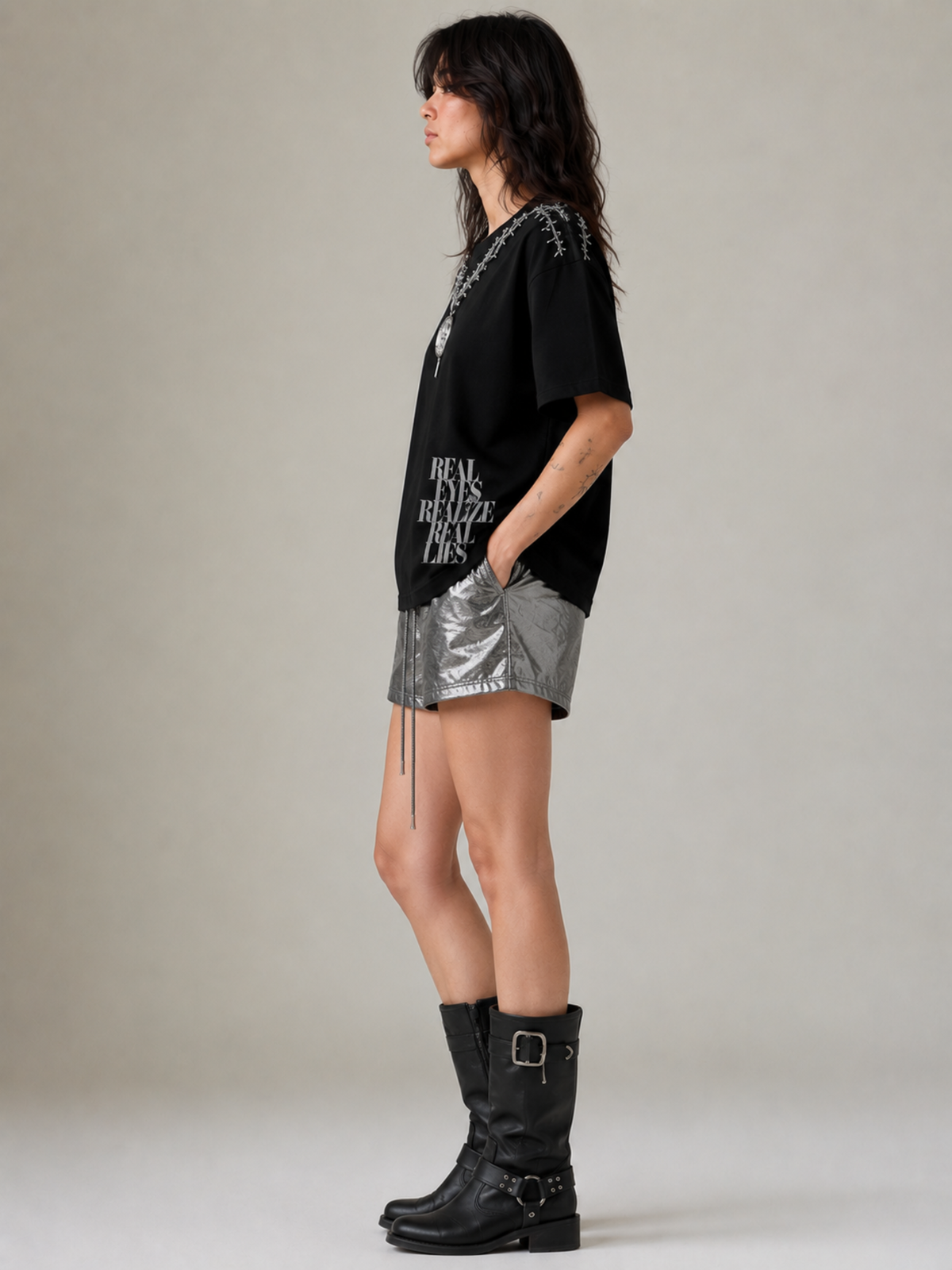 Real Lies Oversized Tee Black - Women