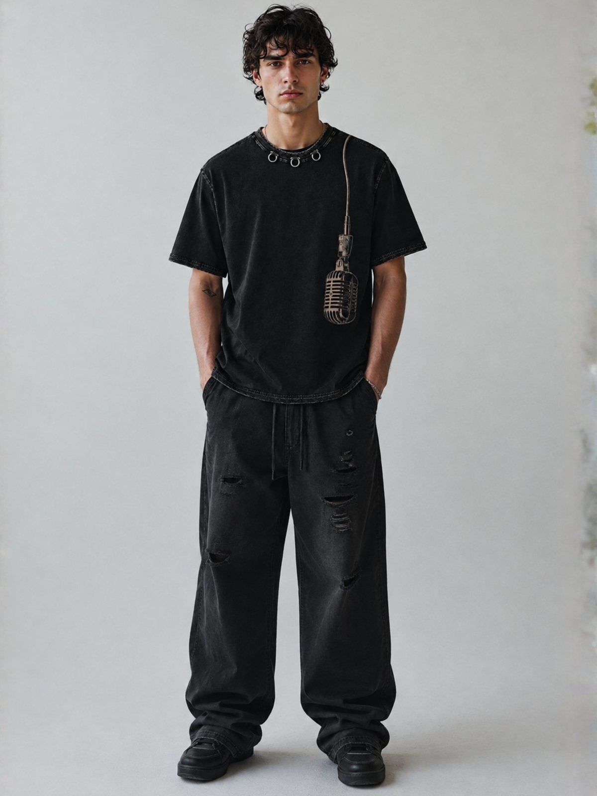 LW Mic Drop Oversized Tee Black - Men
