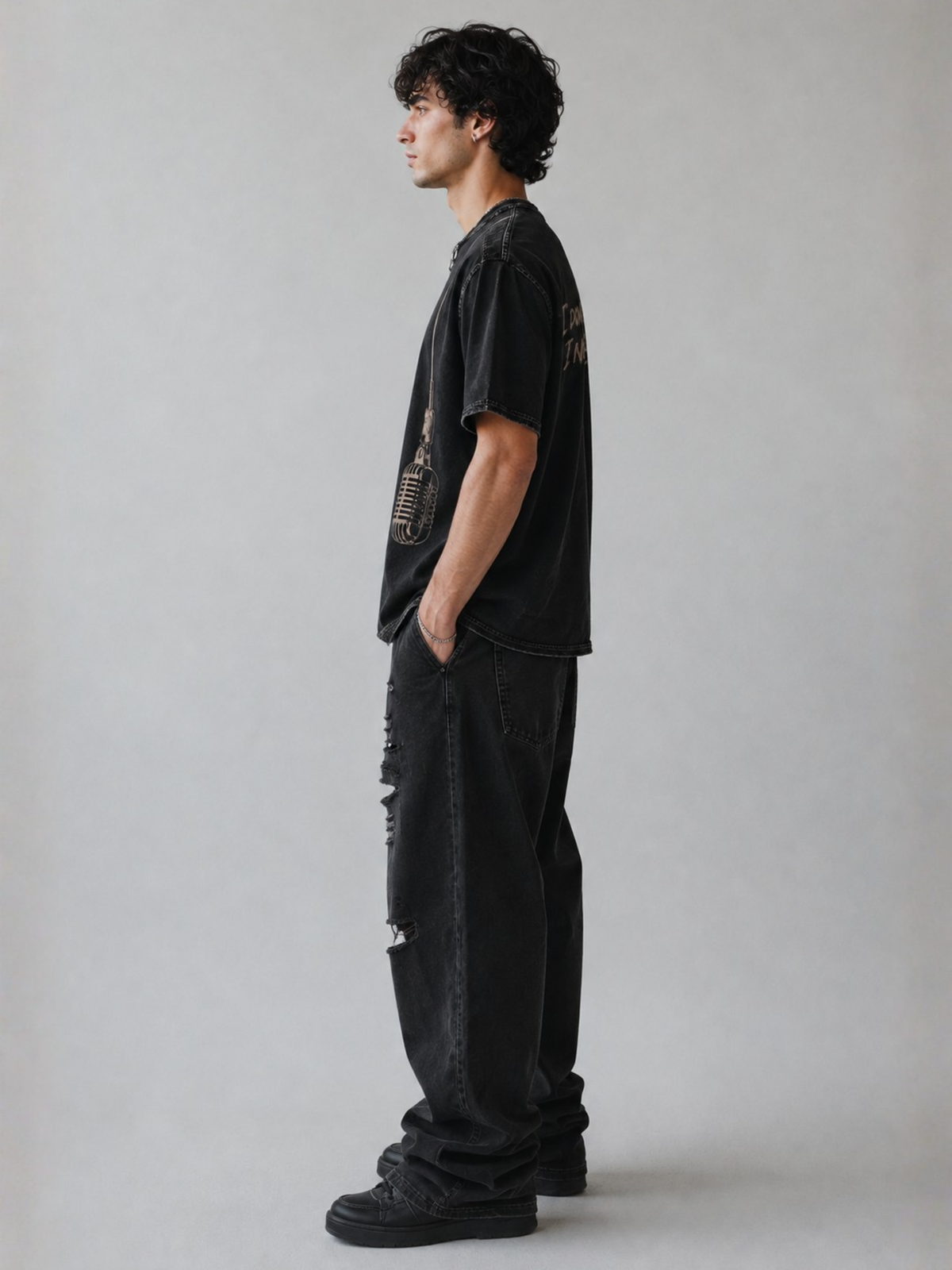 LW Mic Drop Oversized Tee Black - Men