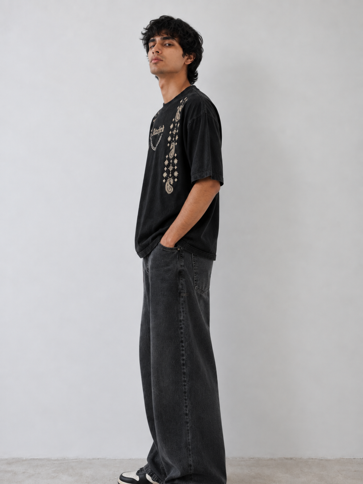 Paisley Oversized Tee Black - Men