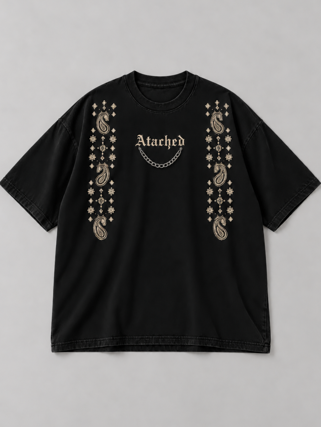 Paisley 2.0 Oversized Tee Detachable Sleeves Black-Women