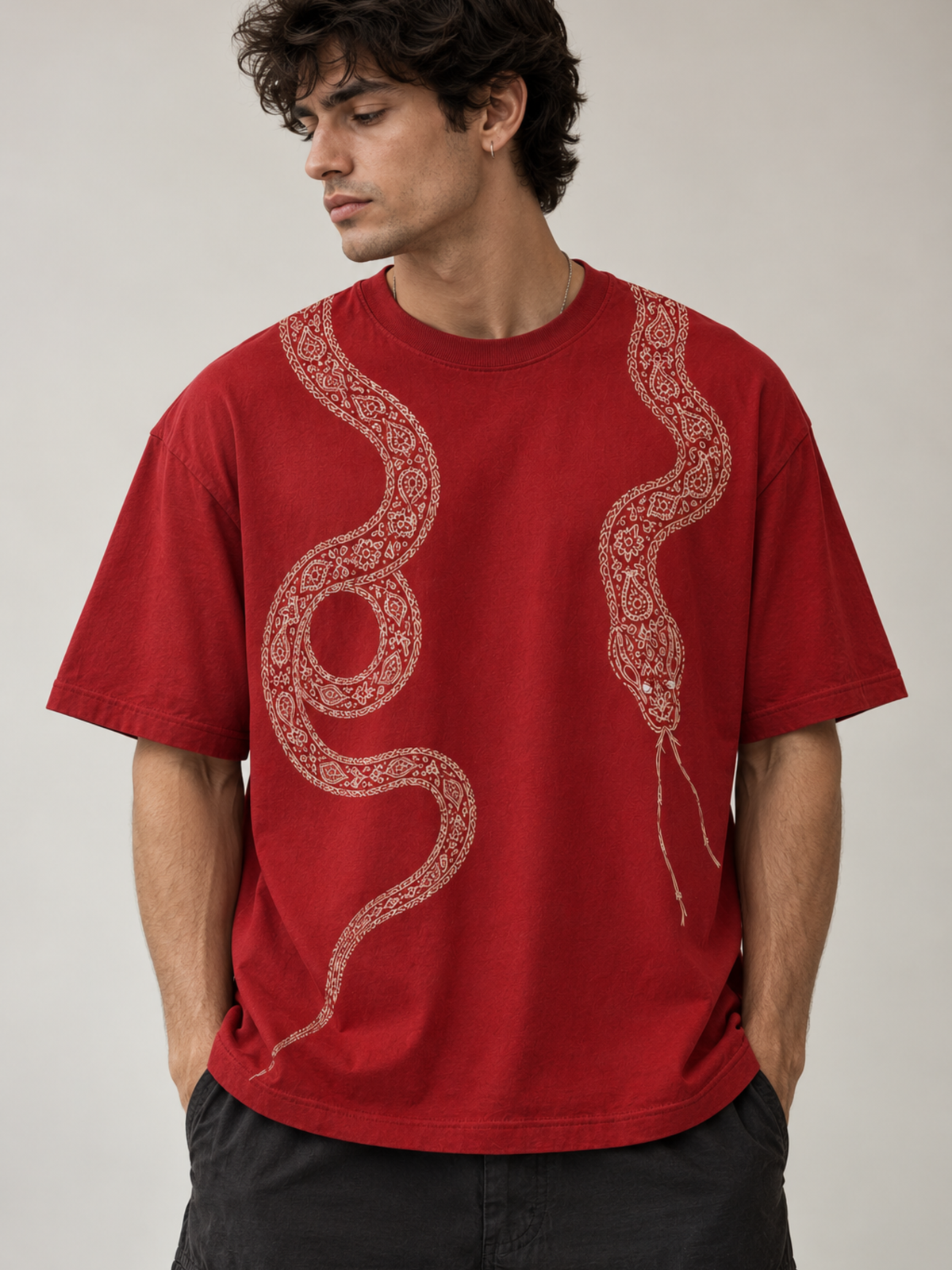 Naga 2.0 Oversized Tee Detachable Sleeves Red-Men