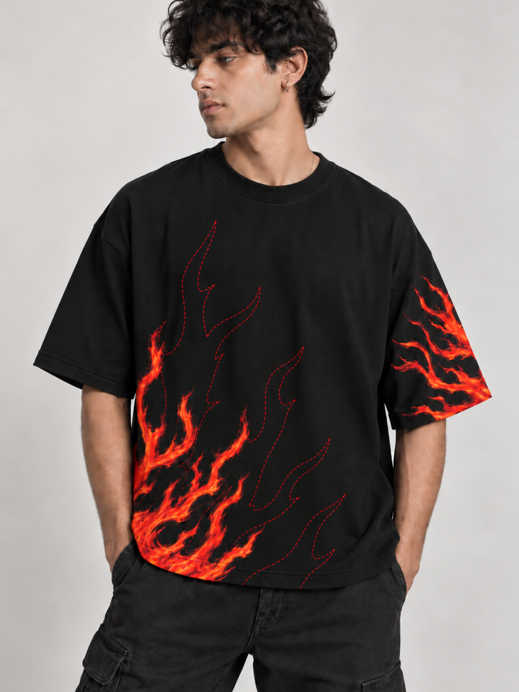 Ablaze Oversized Tee Detachable Sleeves Black-Men