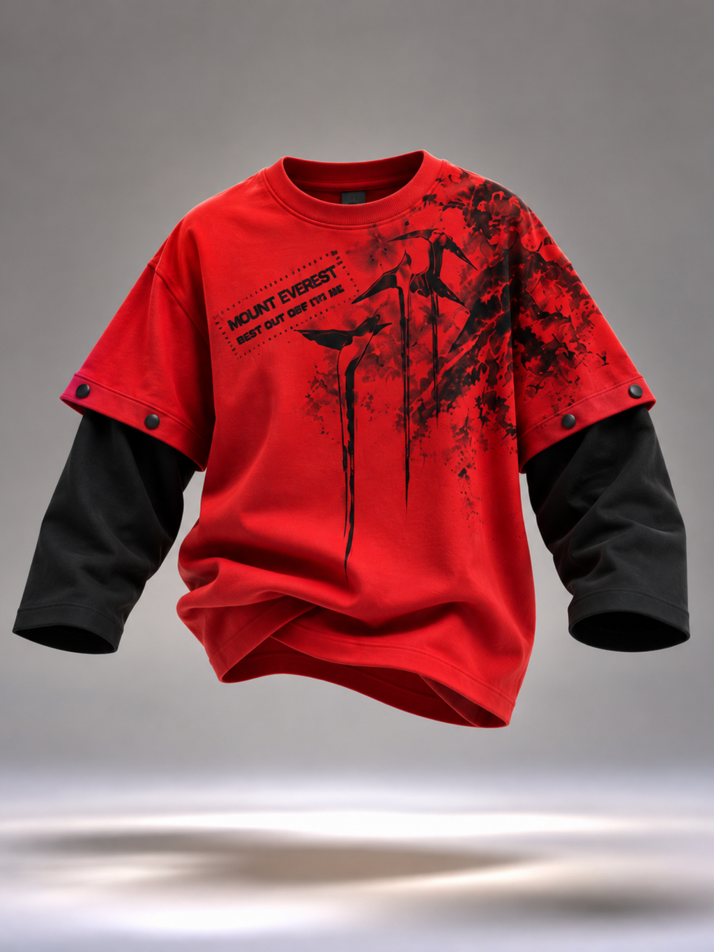 Mt Everest 2.0 Oversized Tee Detachable Sleeves Red-Men