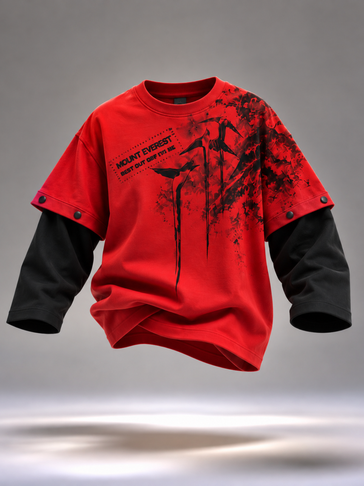 Mt Everest 2.0 Oversized Tee Detachable Sleeves Red-Women