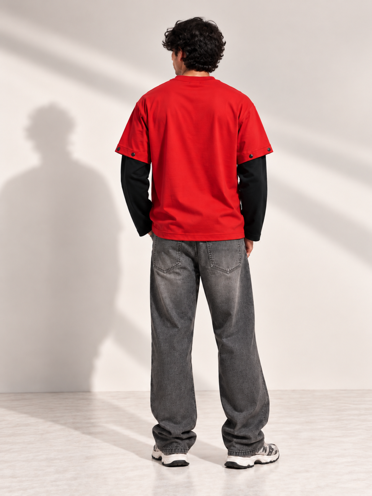 Mt Everest 2.0 Oversized Tee Detachable Sleeves Red-Men