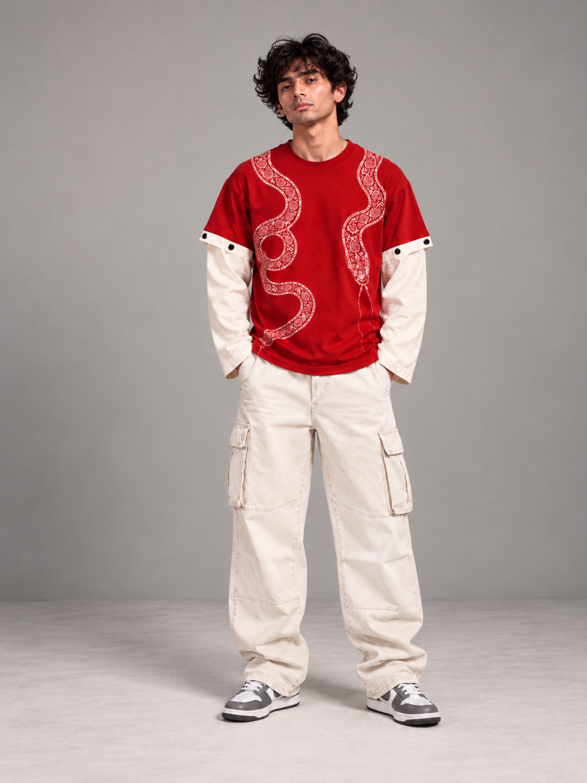 Naga 2.0 Oversized Tee Detachable Sleeves Red-Men