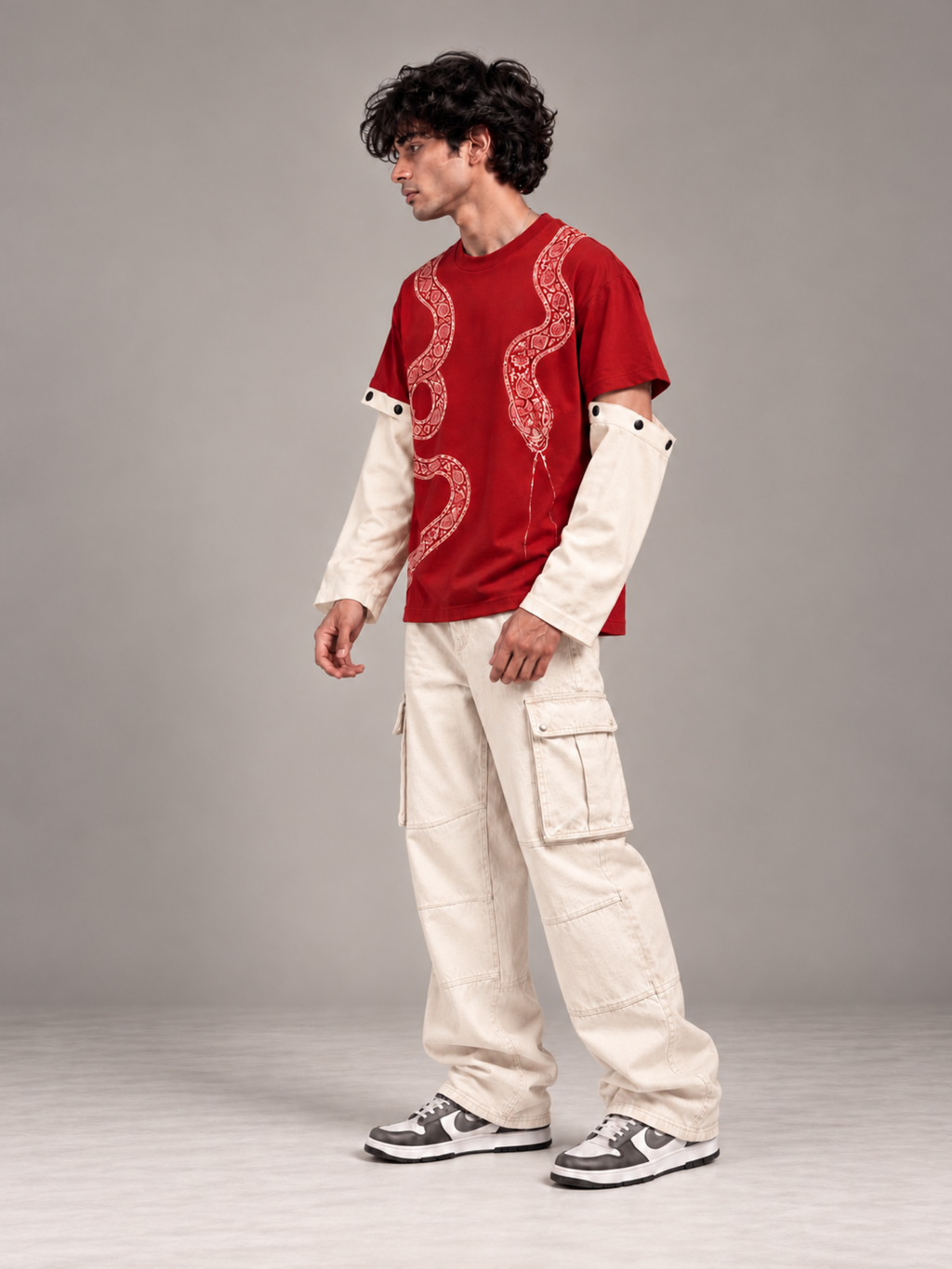 Naga 2.0 Oversized Tee Detachable Sleeves Red-Men