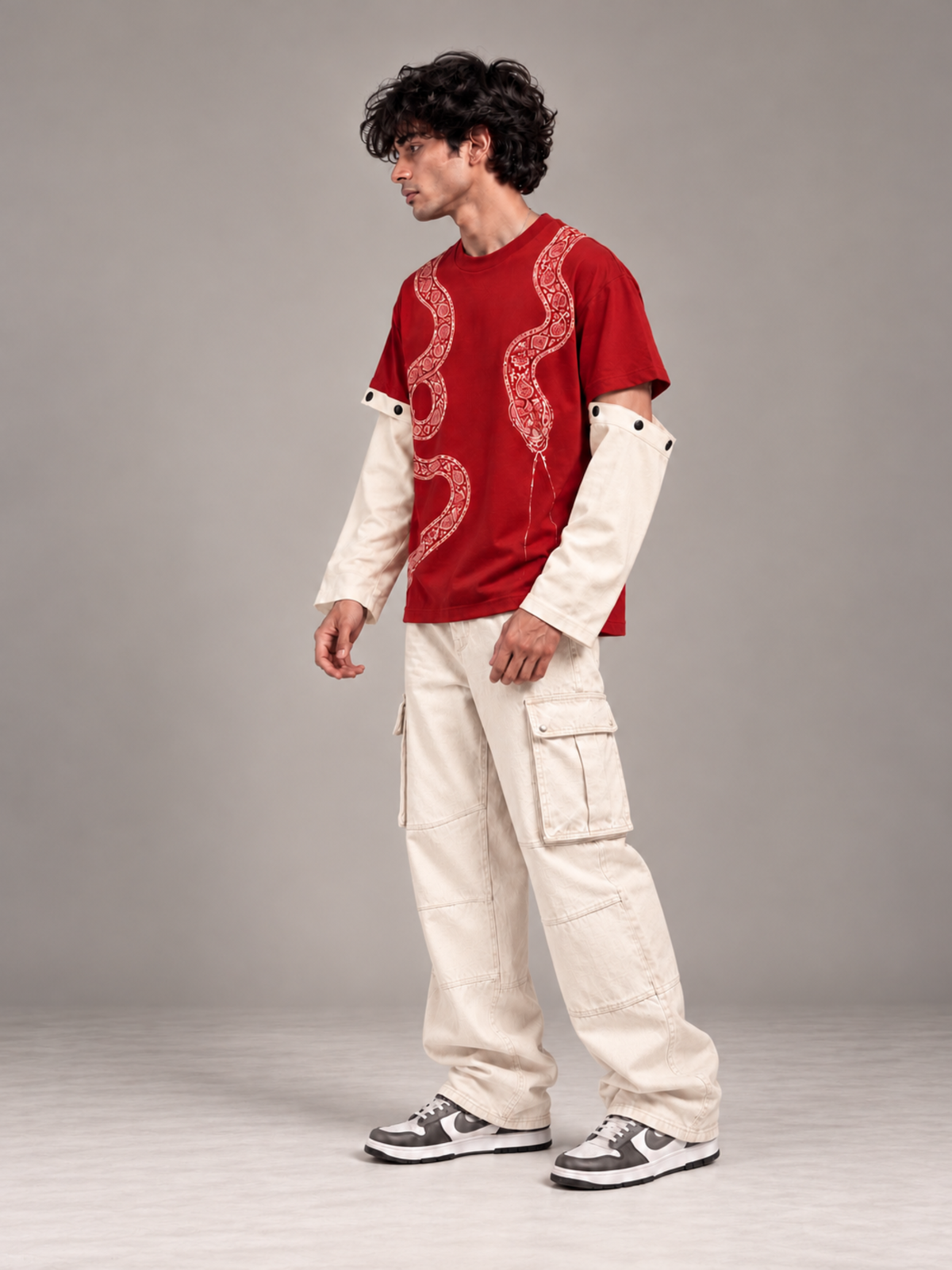 Naga 2.0 Oversized Tee Detachable Sleeves Red-Men