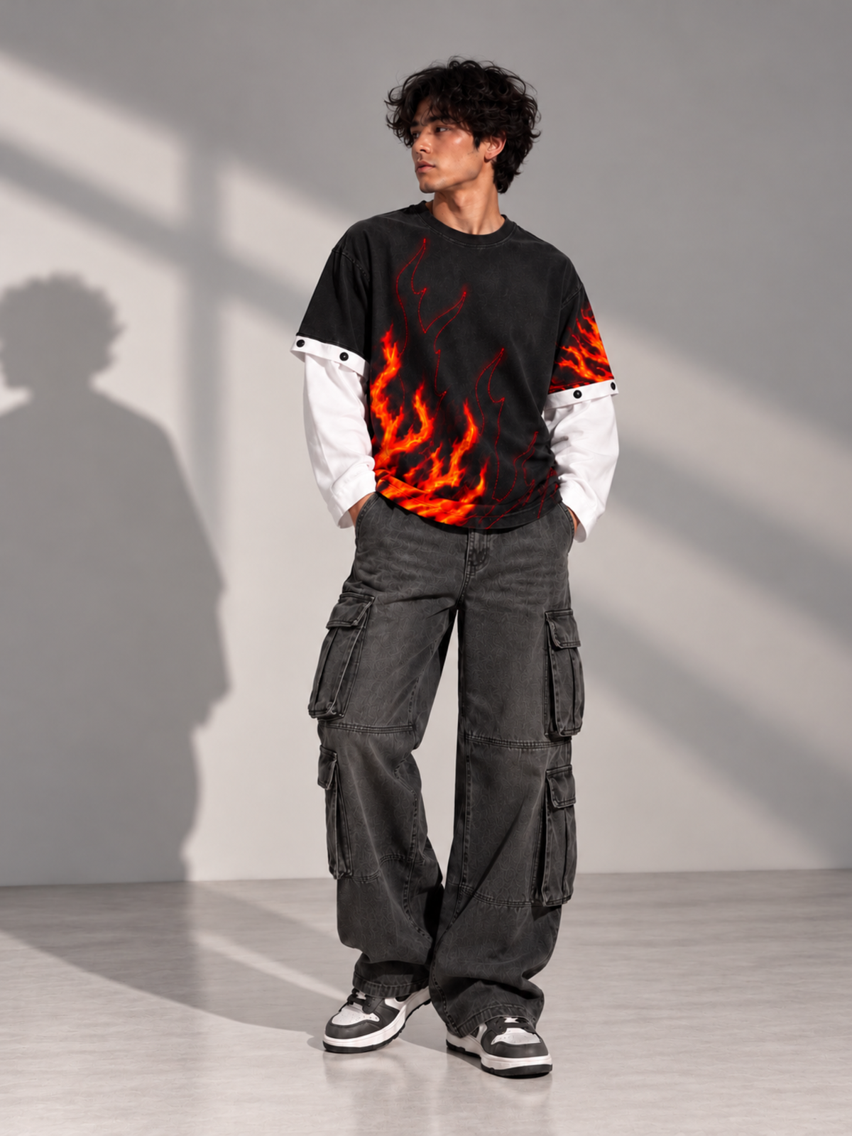 Ablaze Oversized Tee Detachable Sleeves Black-Men
