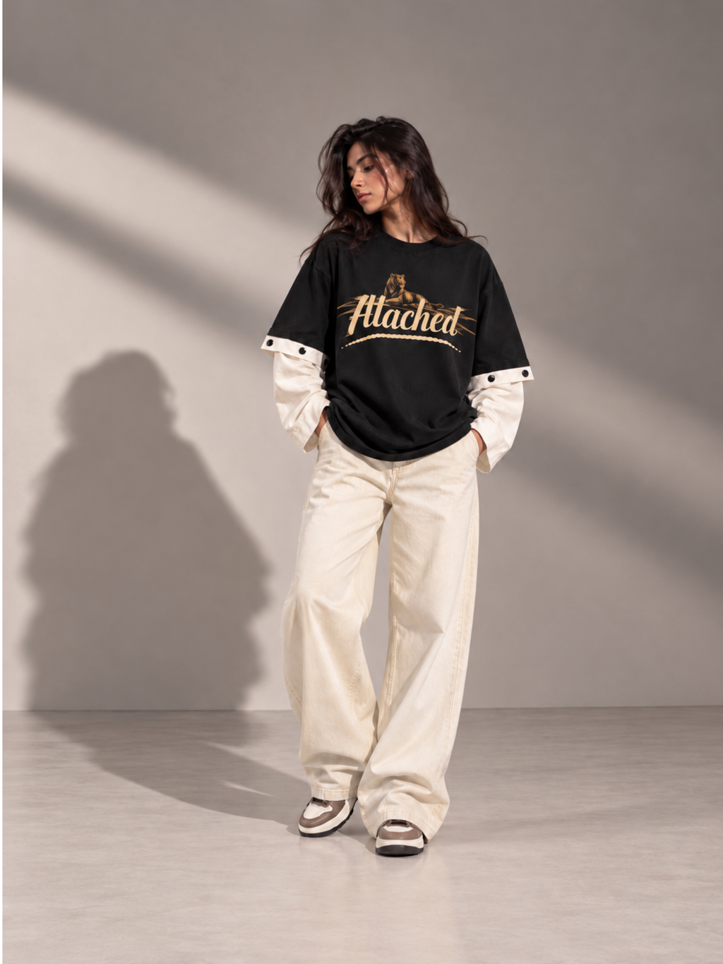 Panther 2.0 Oversized Tee Detachable Sleeve Black-Women