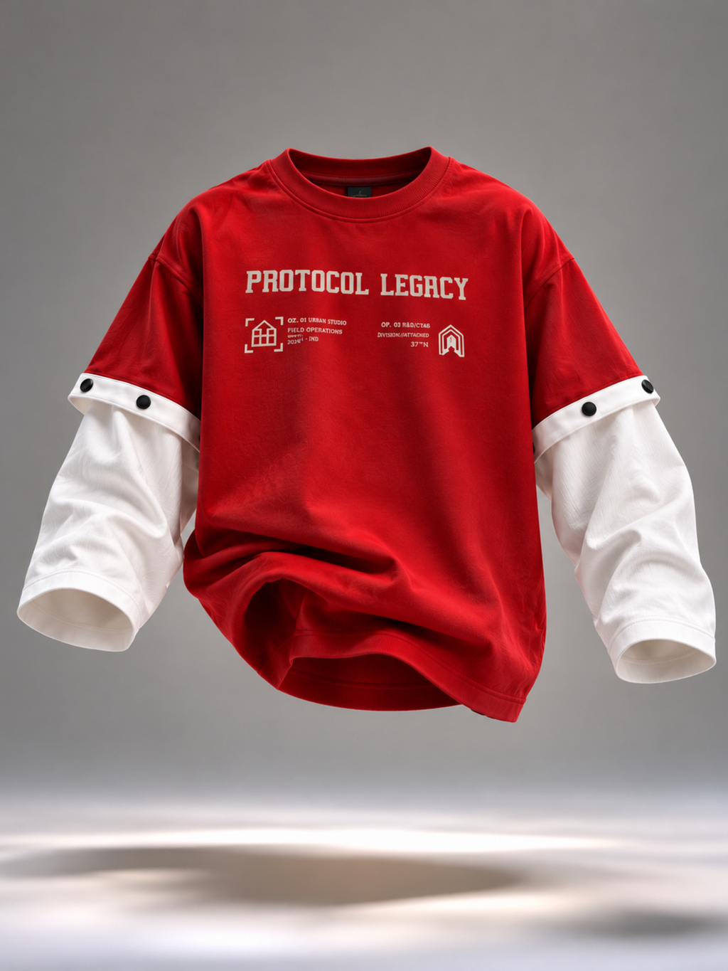 Protocol 2.0 Oversized Tee Detachable Sleeve Red-Women
