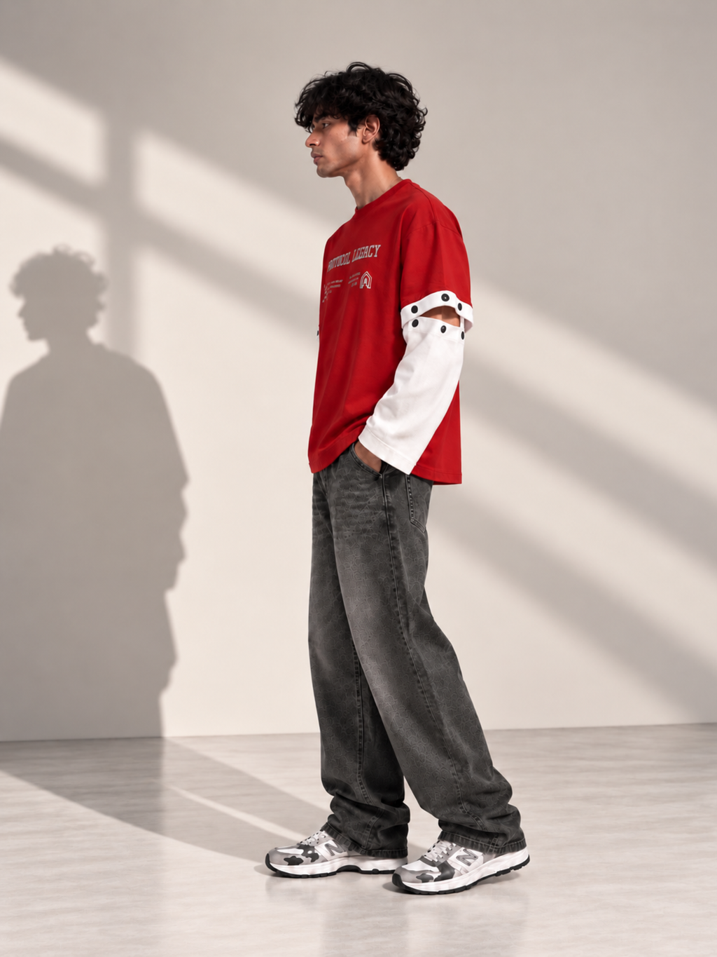 Protocol 2.0 Oversized Tee Detachable Sleeves Red-Men