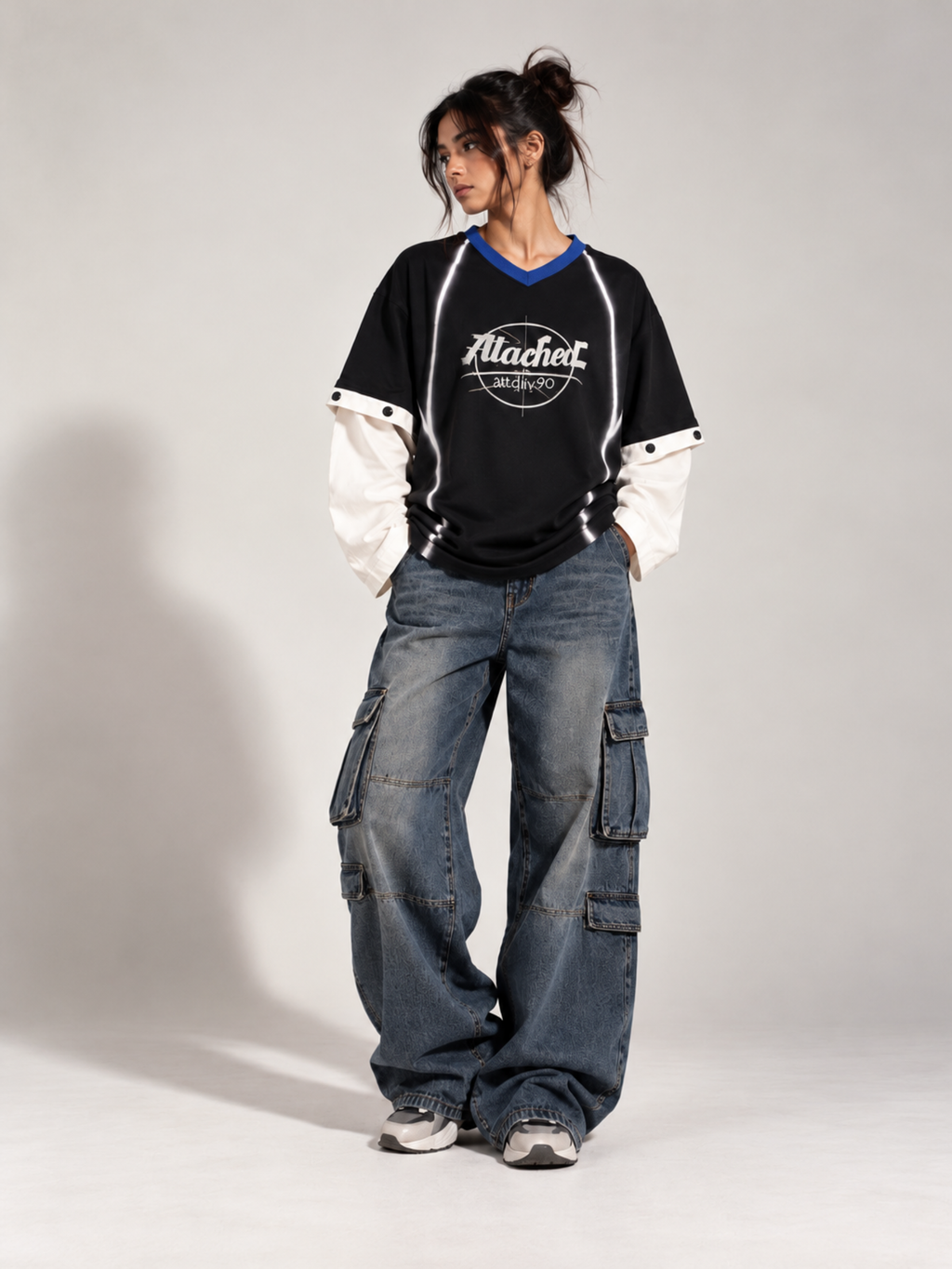 Jersey 2.0 Oversized Tee Detachable Sleeves Black-Women