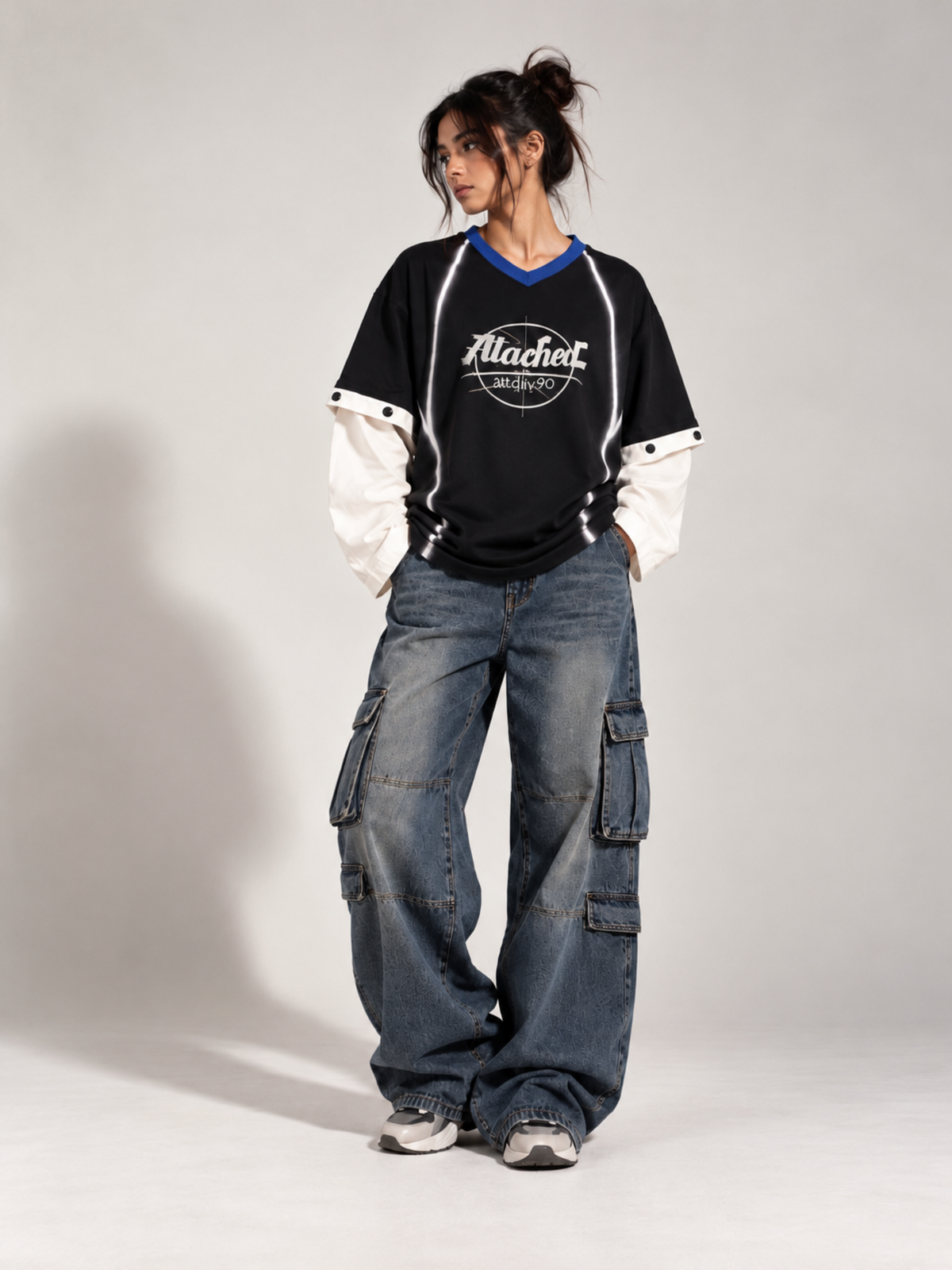 Jersey 2.0 Oversized Tee Detachable Sleeves Black-Women