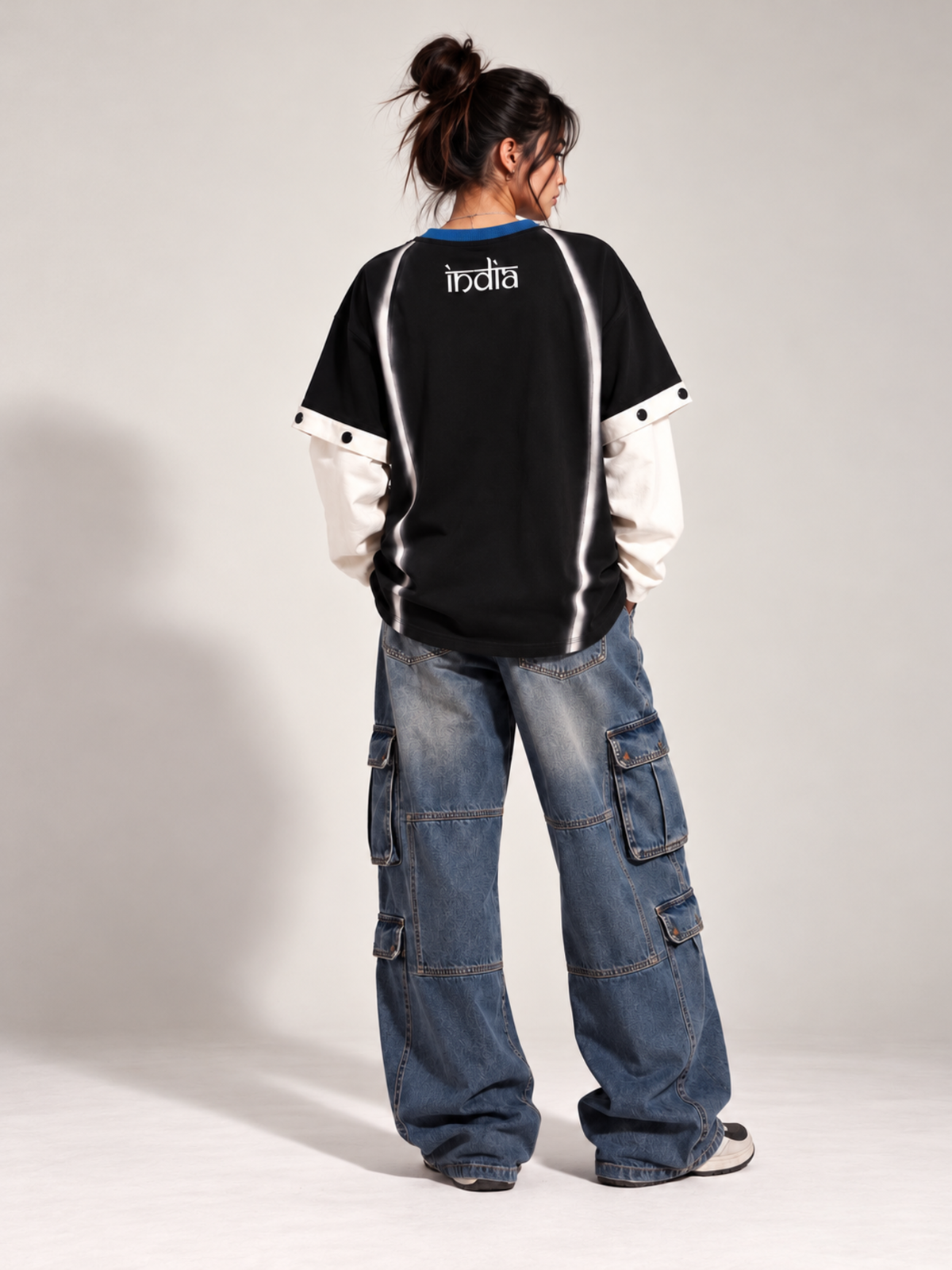 Jersey 2.0 Oversized Tee Detachable Sleeves Black-Women